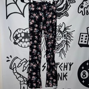 Black floral super soft bell bottoms